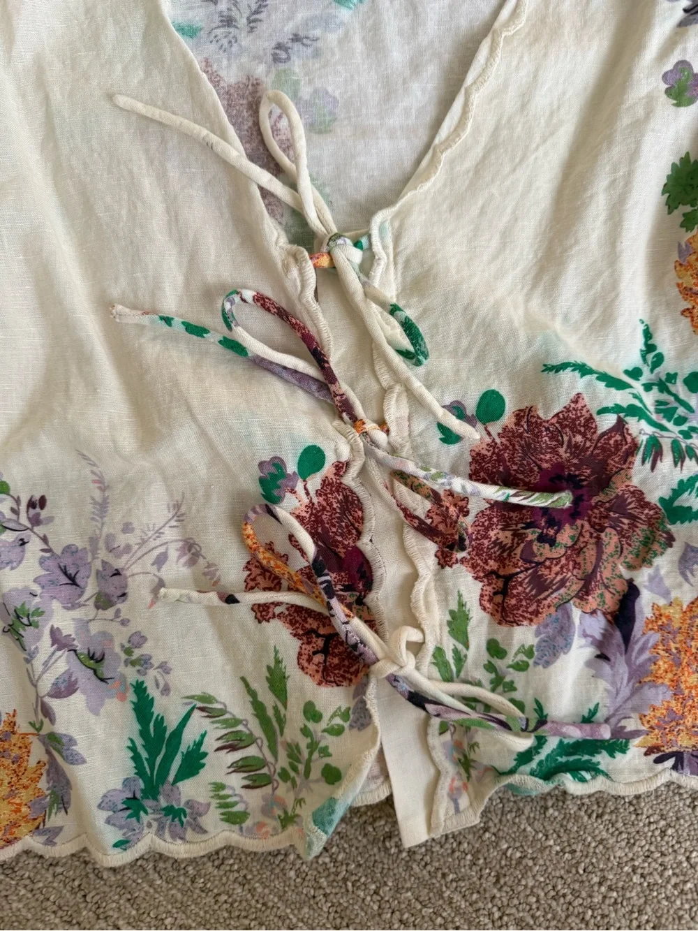Forever That Girl Anthropologie tie linen top
